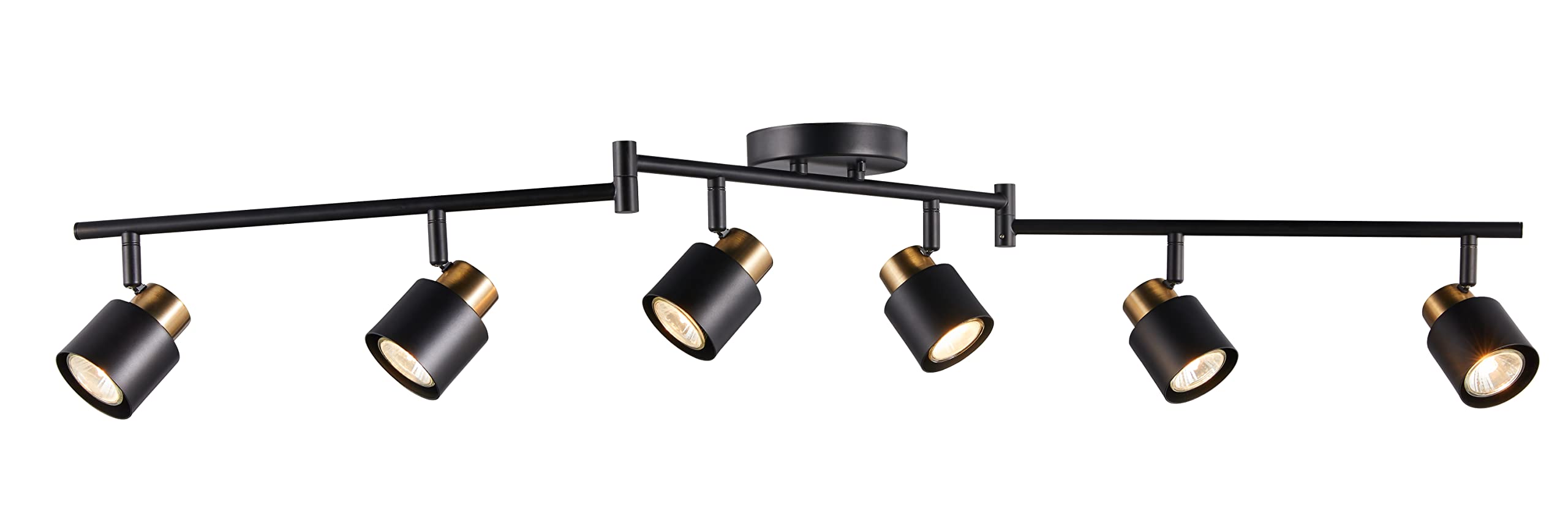 CRAFTRONOS 6 Light Foldable Track Lighting Kit, Matt Black Brass Finish Adjustable with Moden Flush Mount Ceiling Spotlight for 