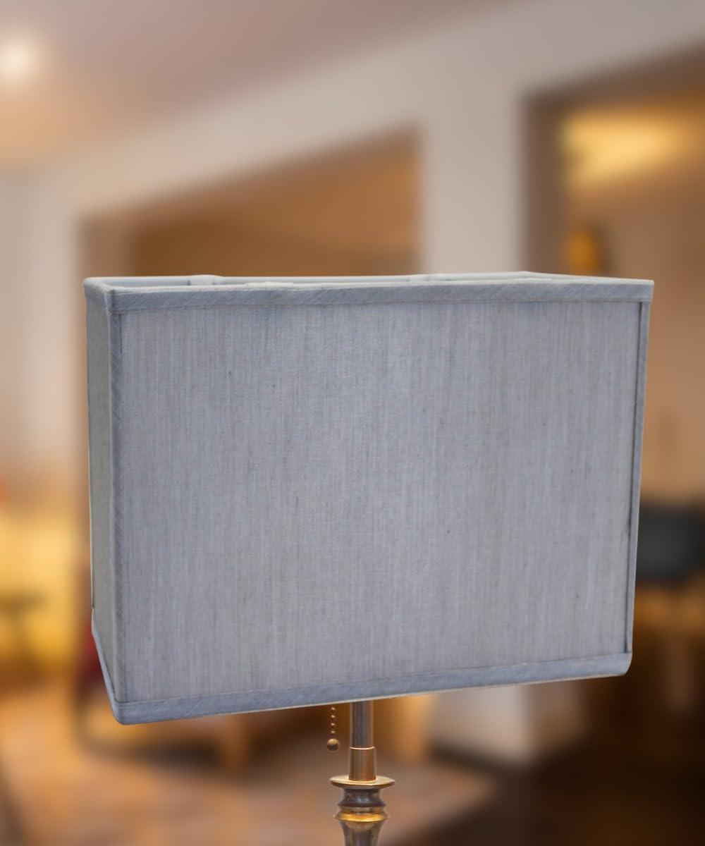 HomeConcept Rectangular Drum Lampshade Bavarian Silk Fabric 6.5x12 Gray Model 120609RDGY