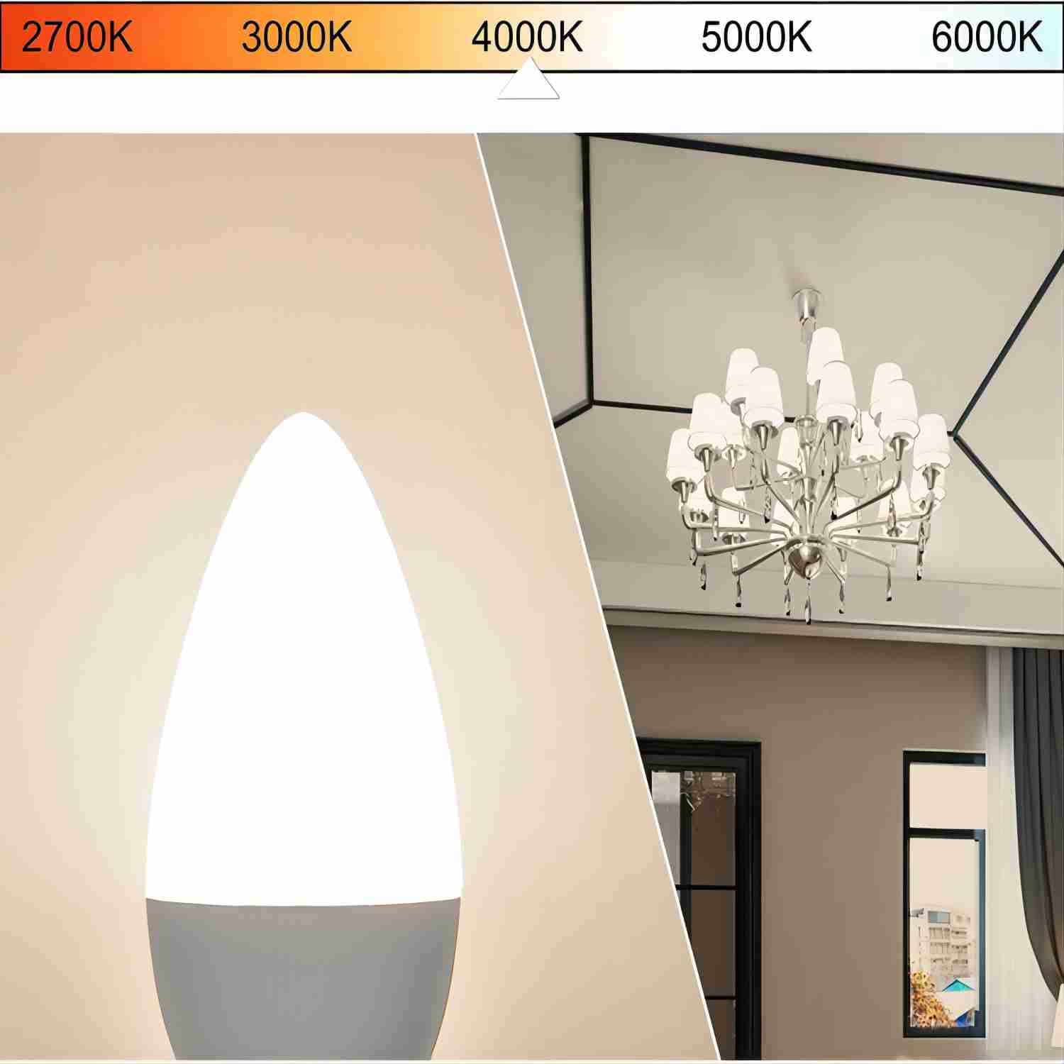 Hansang 8 Pack E12 Candelabra Led Light Bulbs 4000K Natural Daylight, Small Base Type B Light Bulb For Chandelier, 6W 60Watt Equ