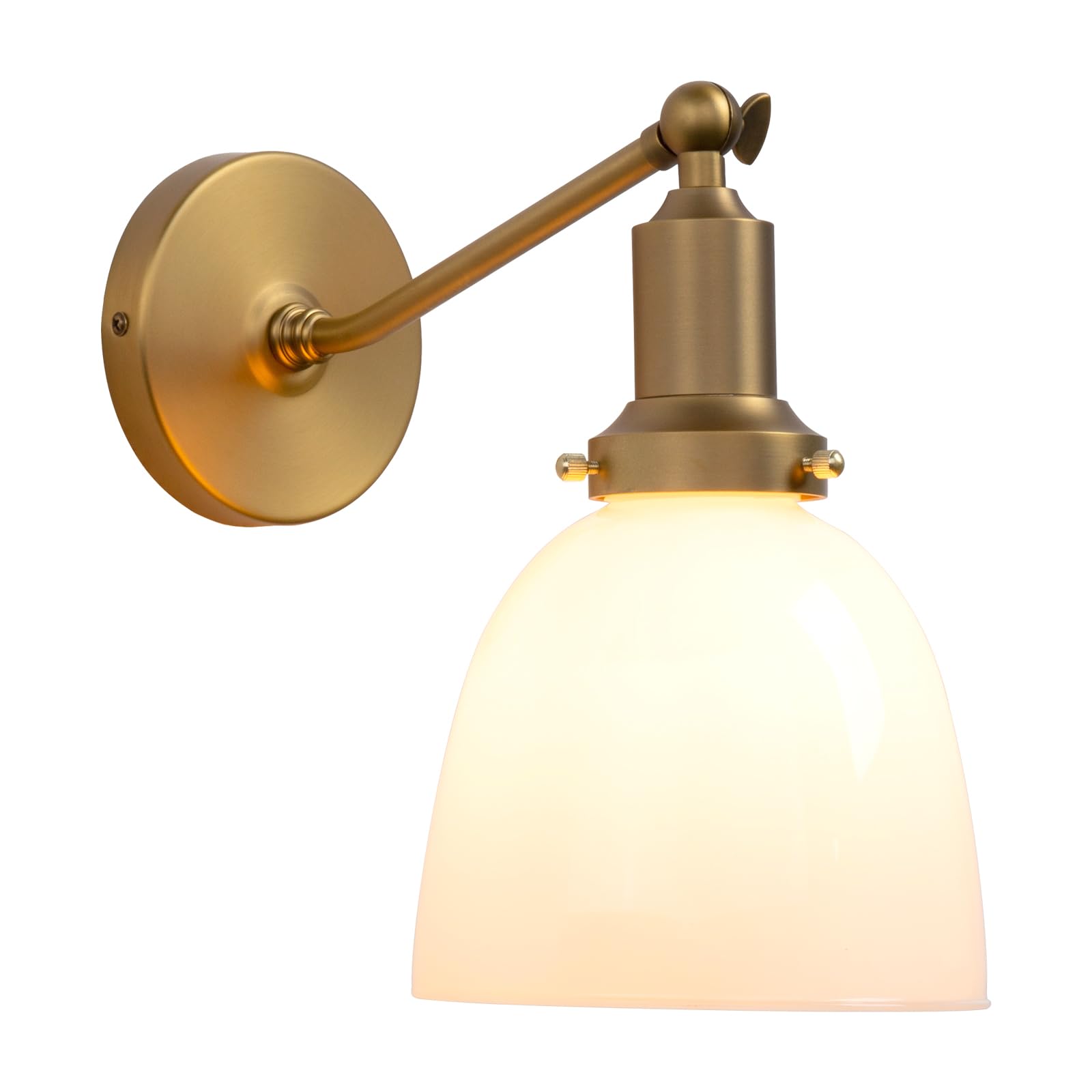 PERMO Industrial Vintage Slope Pole Wall Mount Single Sconce with 6.7 Oval Dome Milk White Glass Shade Wall Sconce Light Lamp Fi