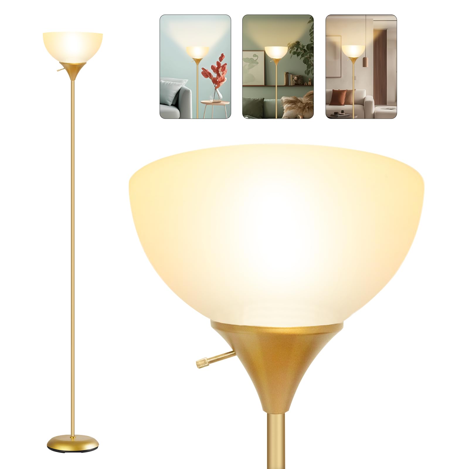 Floor Lamp for Living Room, Standing lamp for Bedroom, Drop-Resistant White Lampshade, Standing Lamp for Bedroom Study Office Ho