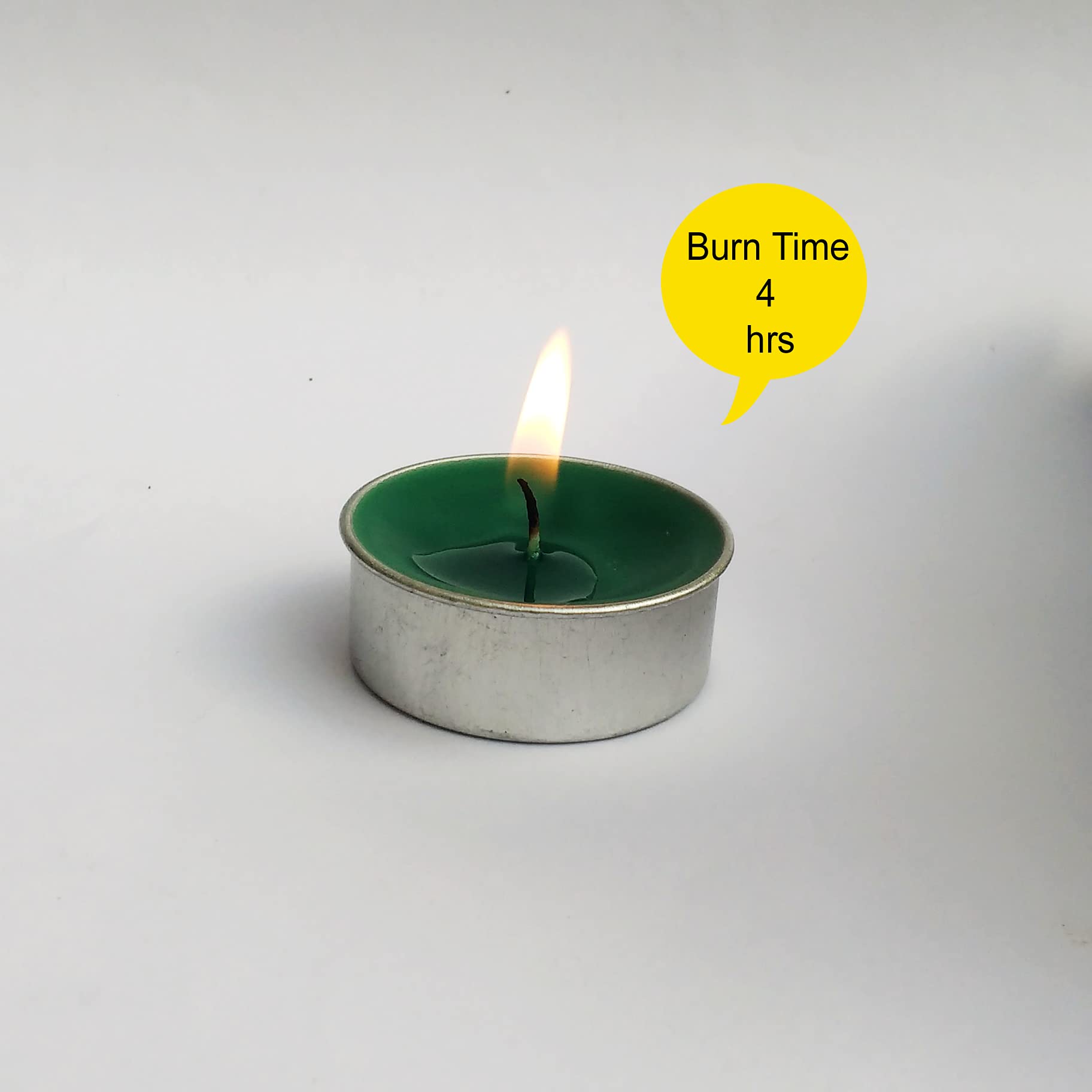 Pure Indian Candle Paraffin Wax Handpourd Citronella And Camphor Scented Green Tea Light Candle Pictc25002 ( Pack of 25 Pcs)