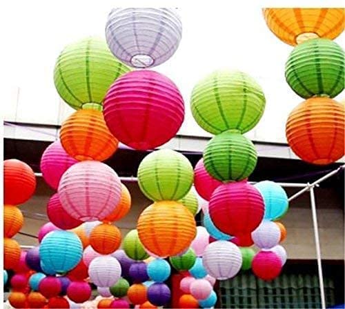 Wagela Round Hanging Ball Paper Hanging Lantern Paper Lamp for Decoration at Diwali Party Birthday Chrismas New Year Multicolor,