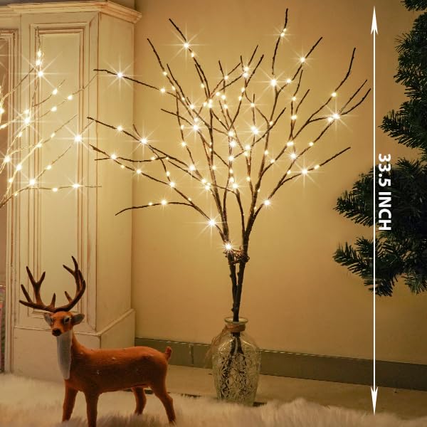 nicedepot Lighted Branches for vases Prelit Branches 33IN 100 LED Fairy Lights Battery Operated Lighted Twigs Branches for Xmas
