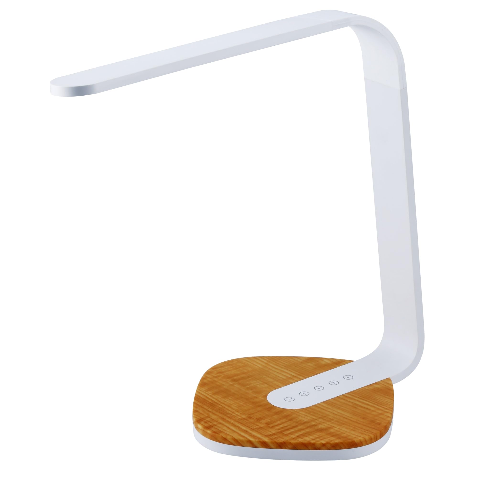 BLACK+DECKER LED Dimmable Desk Lamp with Wood Grain Base, 3 Dimming Levels, USB Ports,7W, White (VLED1818-BD)