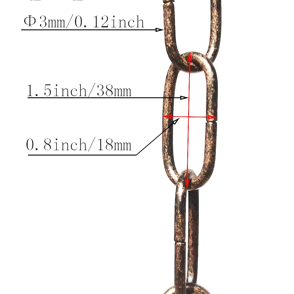 Cufeal 6Ft Aged Bronze Finish Lighting Chain Industrial Style Deco Chain (3Mm)