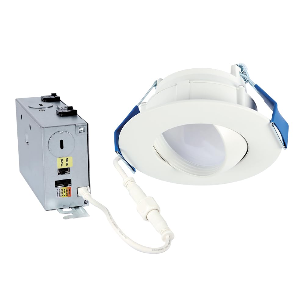 HALO 4-Inch Canless LED Recessed Downlight, Adjustable Gimbal, Selectable Lumens & Color, Dim-to-Warm, White, Model RA4LS9FSD2