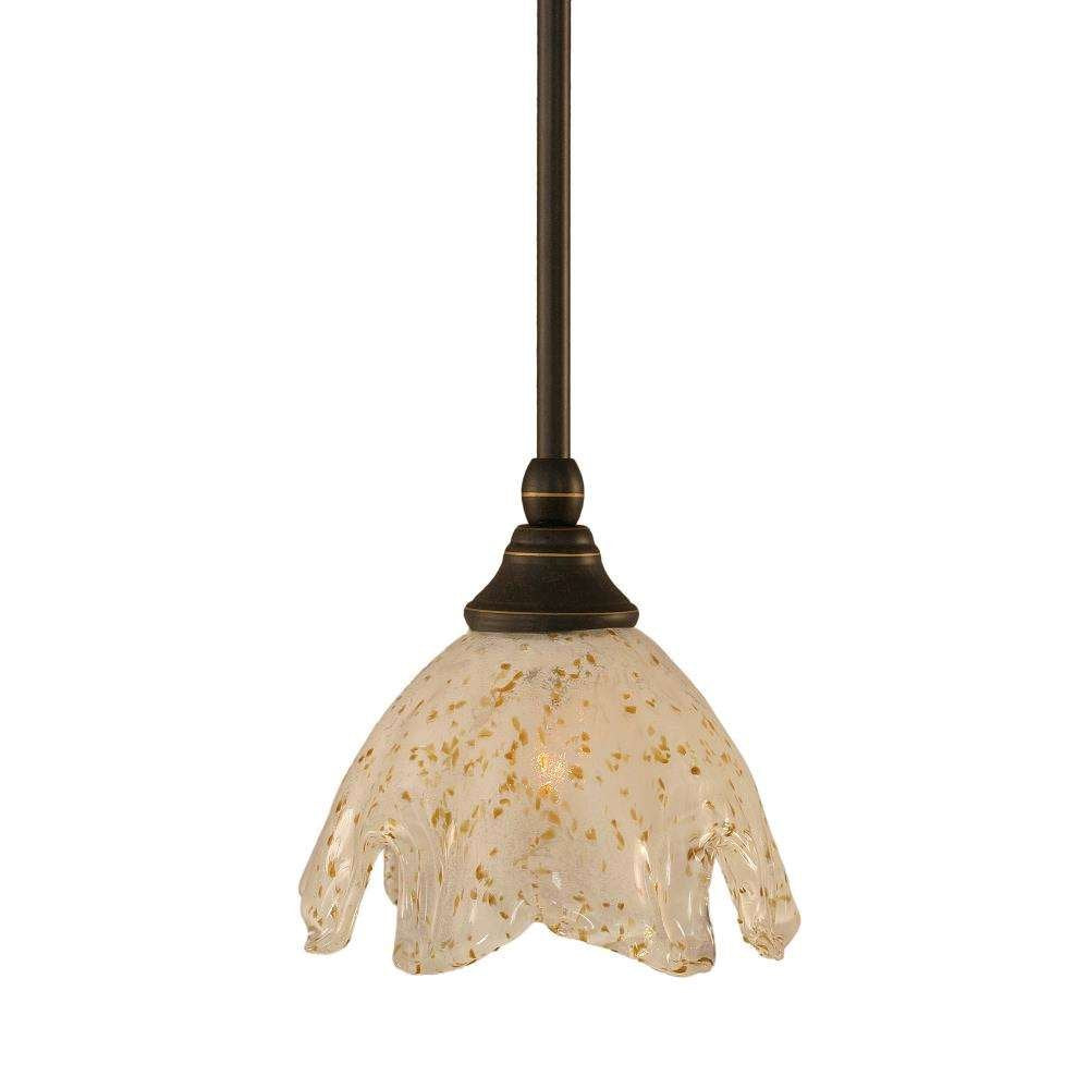 Toltec Lighting 23-Dg-755 Stem Mini Pendant With Hang Straight Swivel With 7&quot; Gold Ice Glass, Dark Granite Finish