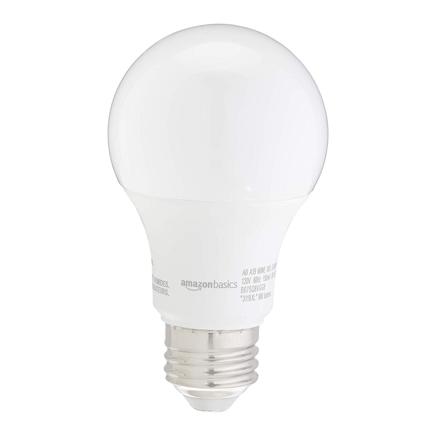 Amazon Basics Non-Dimmable LED Light Bulbs, 9W, E26 Base, 5000K Daylight White, 24-Pack, Long Lasting, A19, 60W