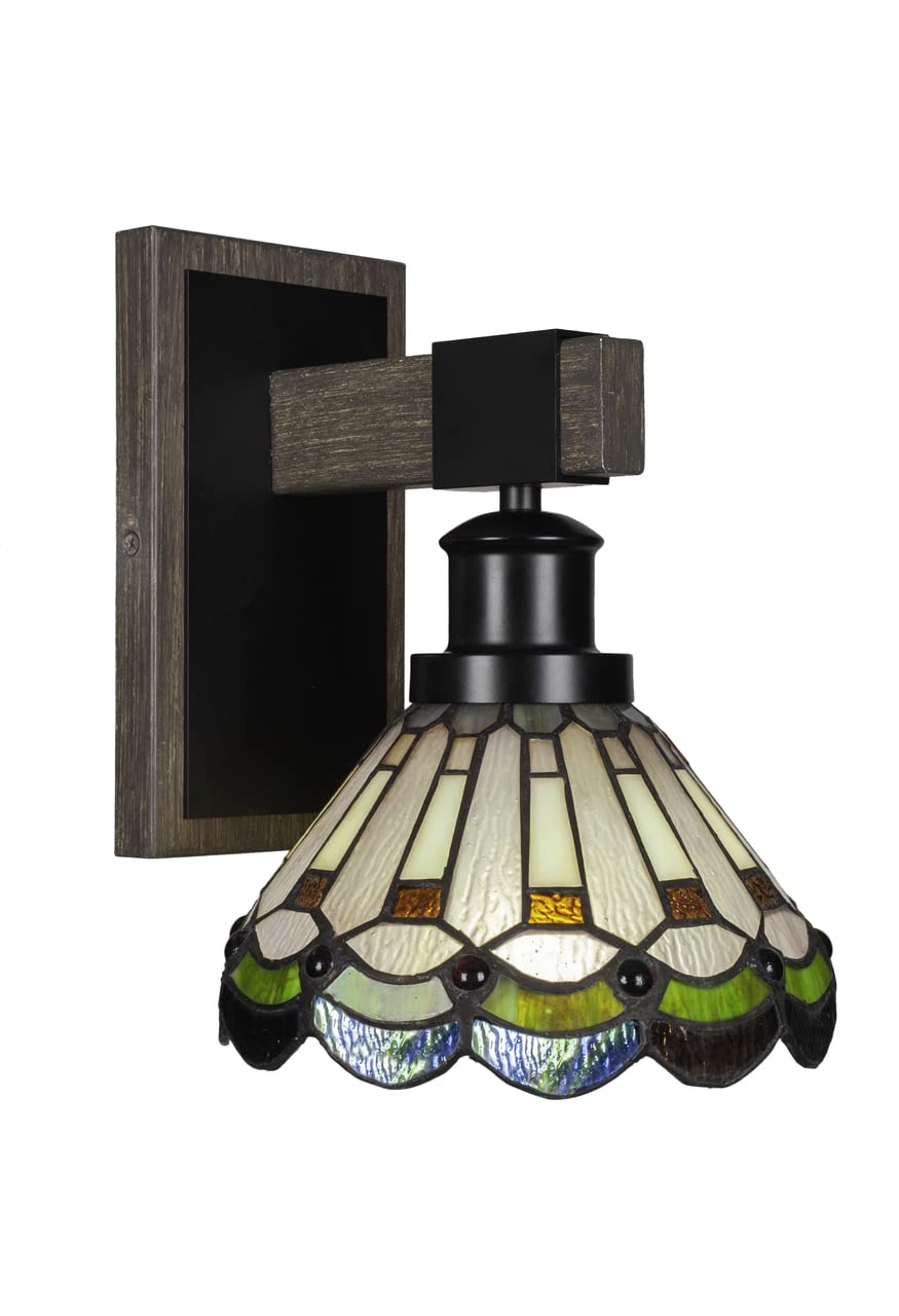 Tacoma - 1 Light Wall Sconce-10 Inches Tall and 7 Inches Wide-Black/Painted Wood Finish-Cyprus Art Glass Color