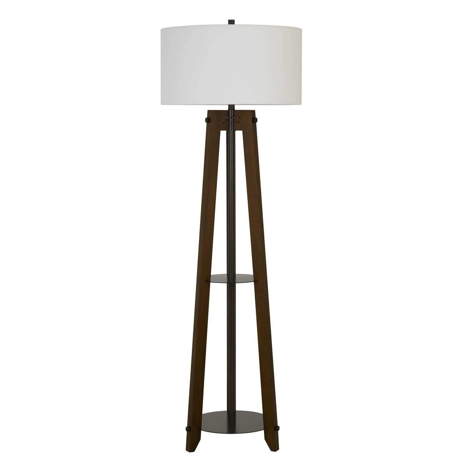 HomeRoots Tripod Floor Lamp - 65 in. Brown with White Rectangle Shade