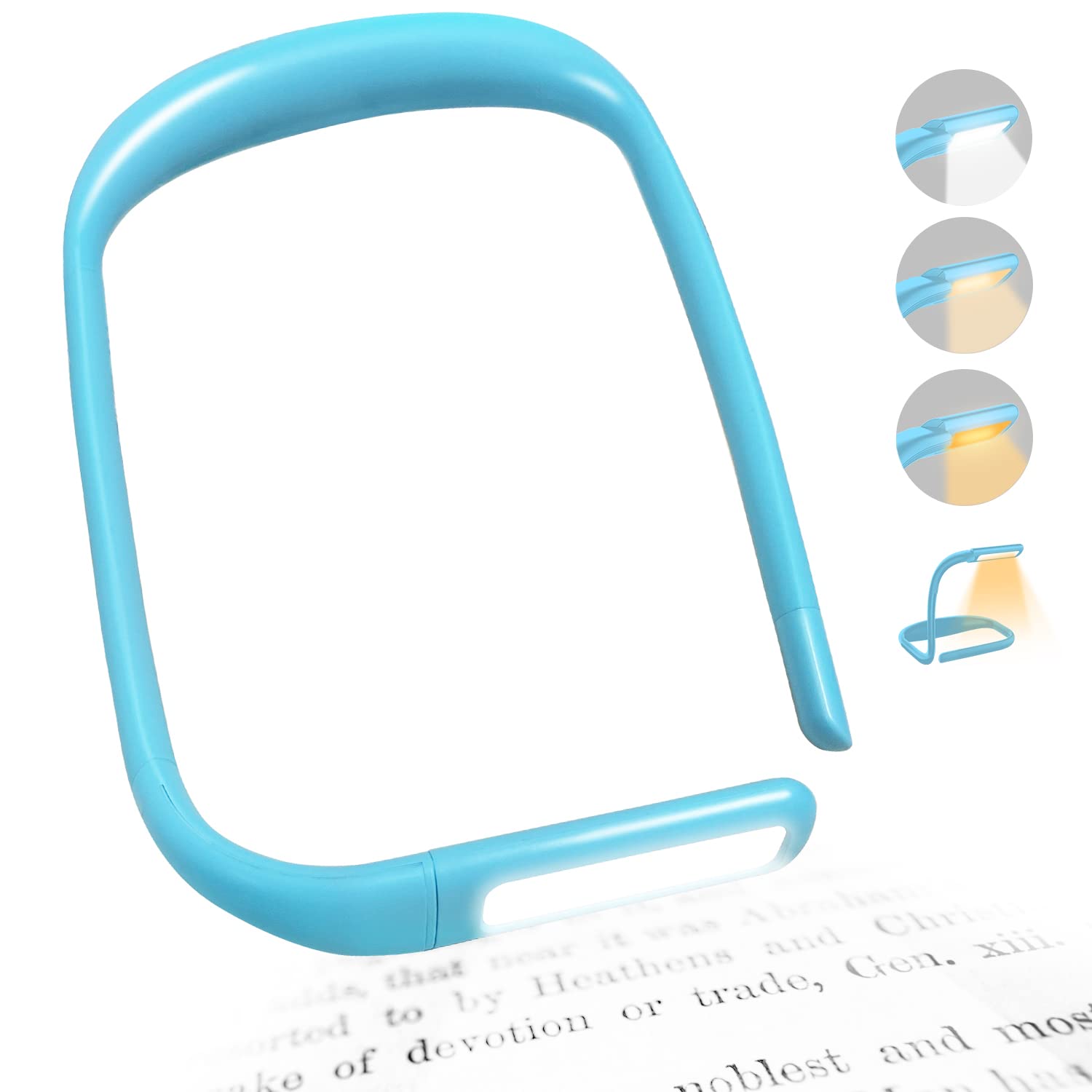 LALAKU LED Neck Book Light, Adjustable Brightness, 3 Color Modes, Portable, 1PCS, Blue, Model GH-8