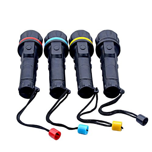 Barton Outdoor Led Flashlights - 3 Bright Bulbs Each - Easy On/Off Switch - Water-Resistant Rubberized Case - Wrist Strap - Box Of 24 - Ready For Countertop Display