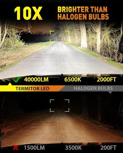 Termitor H1 Light Bulbs, 60,000LM, 70000Hrs Lifespan, 6500K White, Plug and Play, H1 Size, Pack of 2
