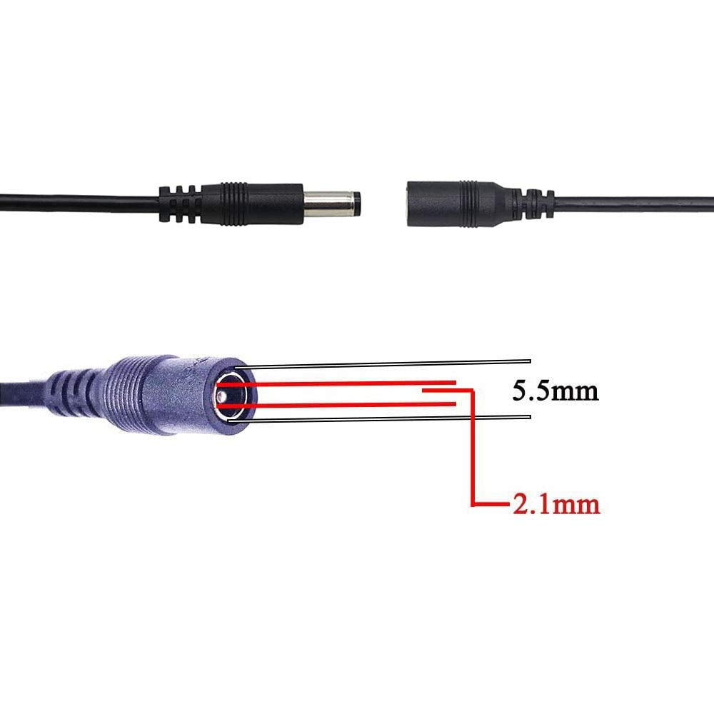 Tronicspros 2Pcs Led Strip Light Inline On/Off Switch Cable Dc Jack (5.5X2.1Mm) Male To Female Connector, Dc Jack Switch, Led Tape Connector, 12V Inline Rocker Switch Dc Power Adapter Connector