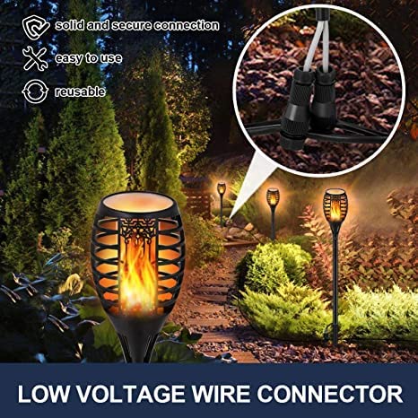 LUYE Low Voltage LED Landscape Torch Lights, Flickering Flame, IP65 Waterproof, Black, 12V, 6-Pack