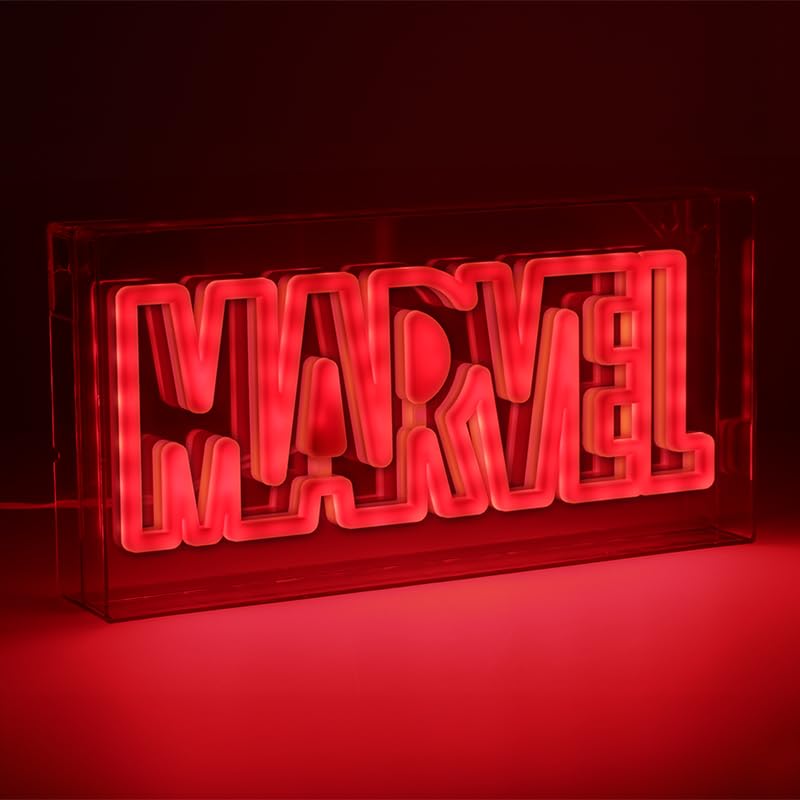Paladone Marvel LED Neon Logo Light Sign - Wall Mountable or Free Standing - Offially Licensed Marvel Room Decor & Gift