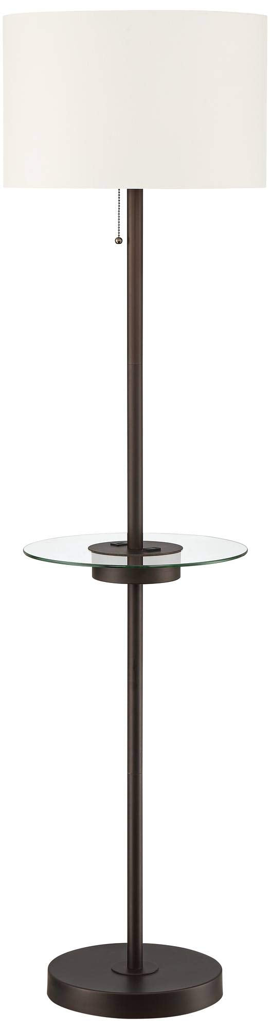 360 Lighting Caper Modern Floor Lamp With Tray Table Usb And Ac Power Outlet In Base 60.5'' Tall Bronze Metal Off White Fabric D