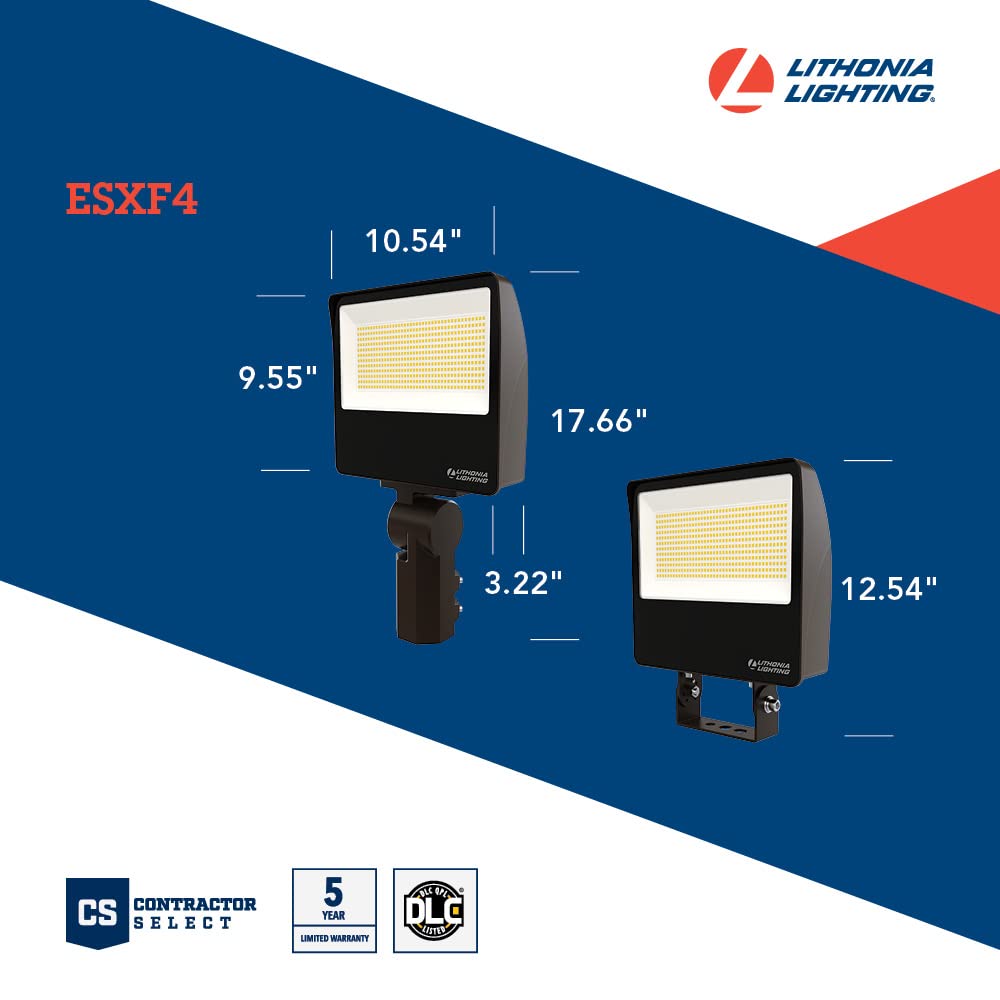 Lithonia Lighting Esxf4 Alo Sww2 Ys Ddb M2 Outdoor Led Switchable Floodlight, Yoke Or Slipfitter Mount, Bronze