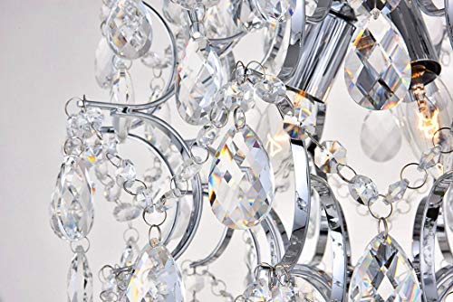 Bestier Modern Pendant Chandelier, Crystal Raindrop Design, 16" D x 18" H, Chrome Finish, 3 E12 Bulbs Required, Ideal for Dining Room, Bedroom,