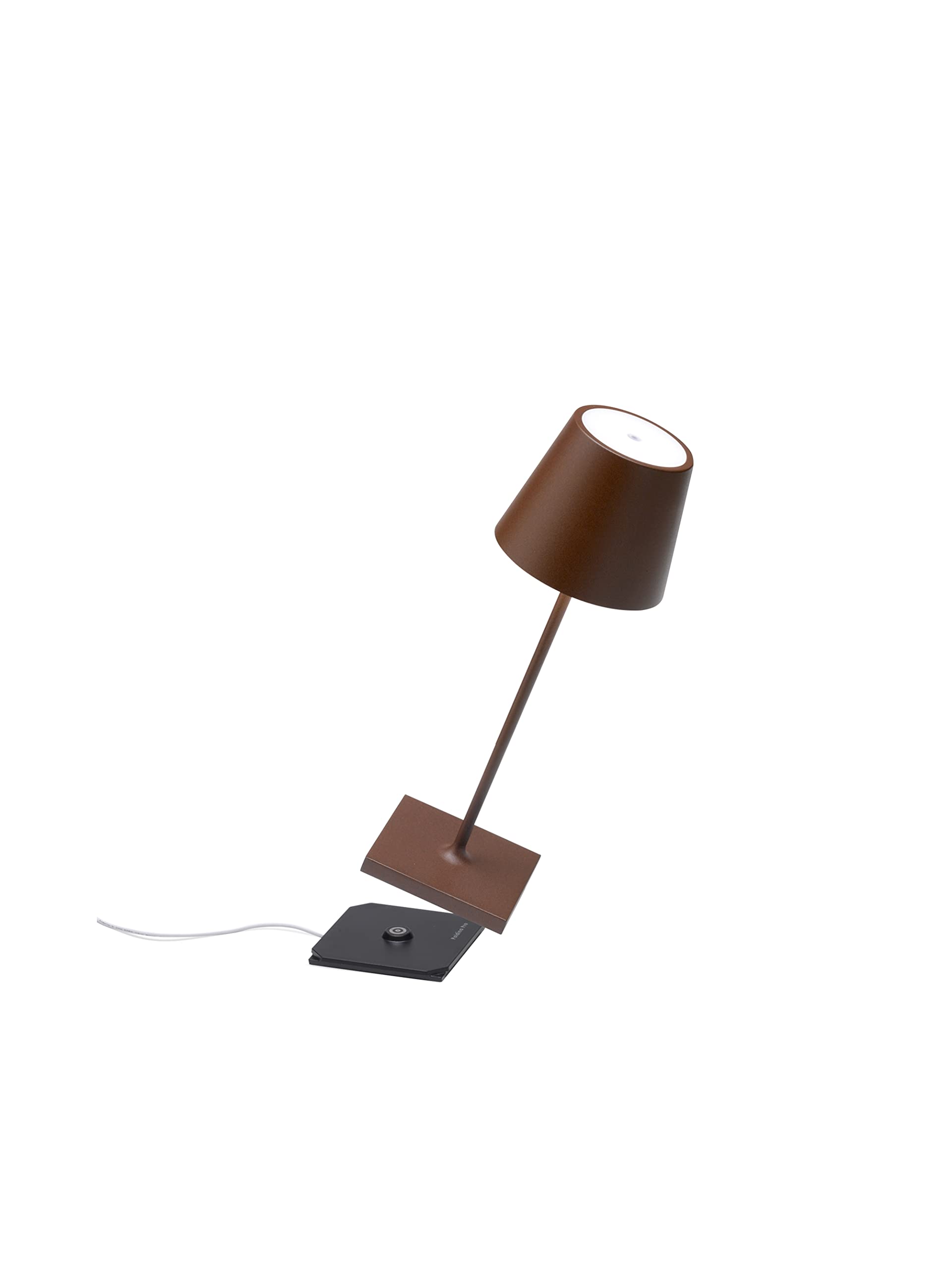 Zafferano Poldina Pro Mini Lamp, Rechargeable Cordless Table Lamp, Rust Color, 11.8 Inches, Aluminum, Model LD0320R4