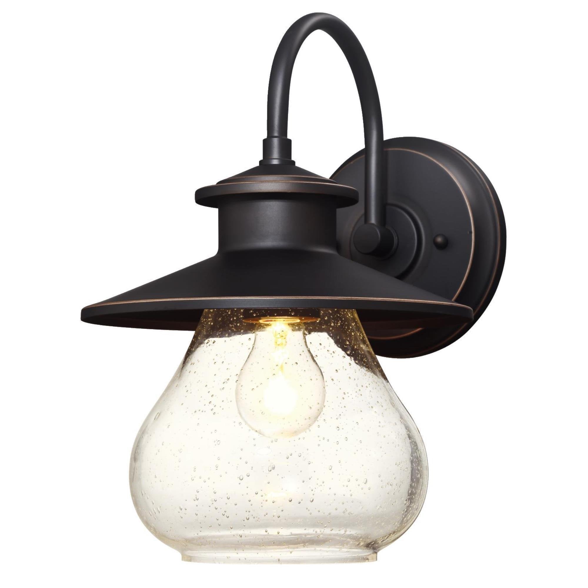 Westinghouse Delmont One-Light Outdoor Wall Fixture, Alloy Steel, 1 Wall Fixture, Oil Rubbed Bronze, Model 6313500, Clear Seeded Glass