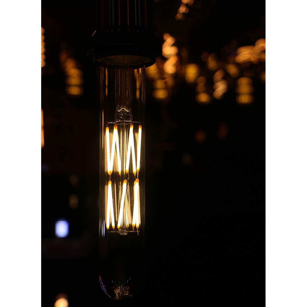 Leools T10 LED Bulbs, 12W Dimmable Edison Style, 2700K Warm White, Glass, 3-Pack, 7.3in Long Tube