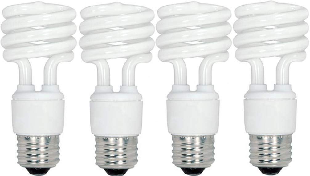 Satco Mini Spiral Compact Fluorescent Light Bulb - 13 Watt, 2700K, 900 Lumens, Medium Base - 4 Count (Pack of 1)