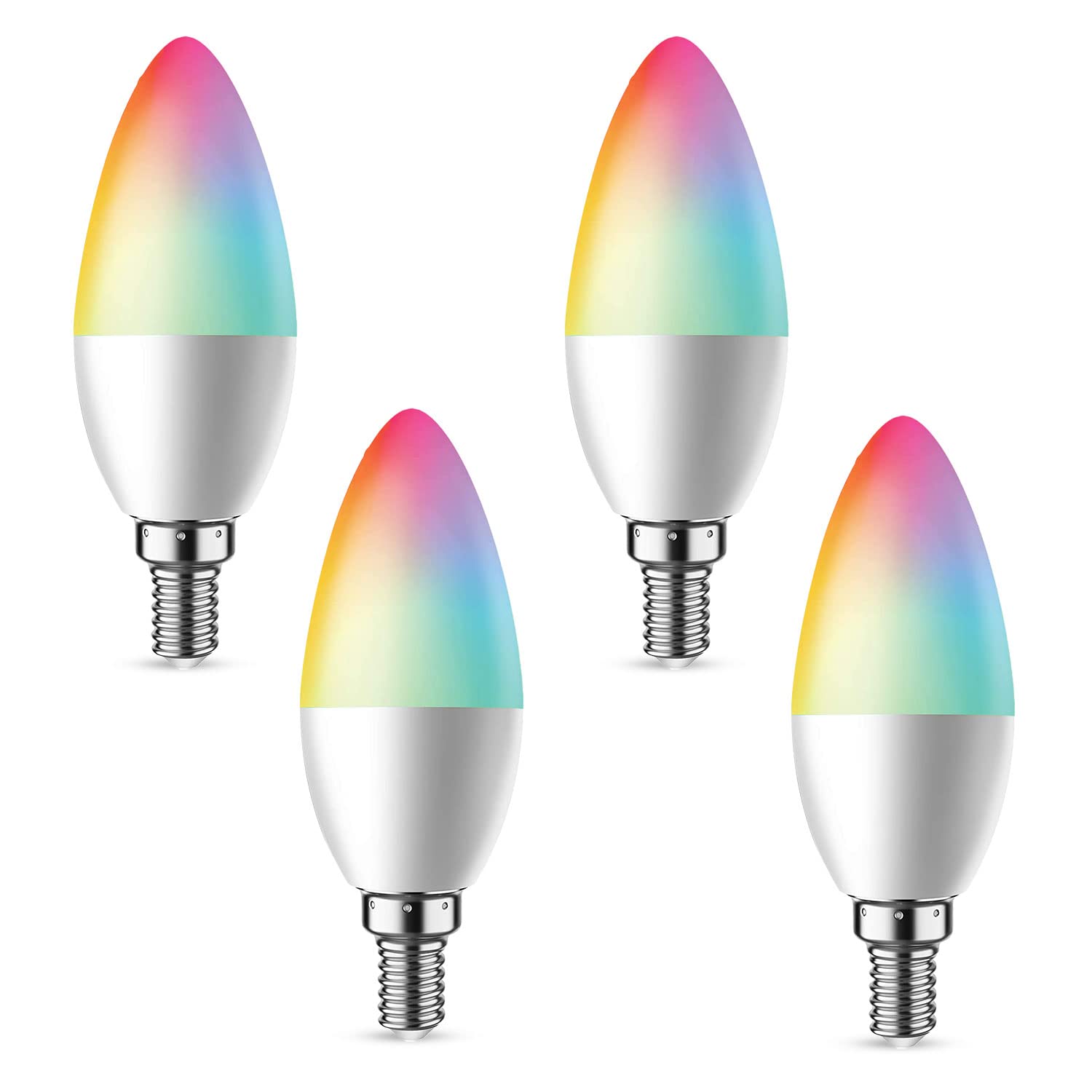 DoHome E12 Smart Candelabra LED Bulbs - Wi-Fi Dimmable 5W, 450LM - 4 Pack White, Compatible with Apple HomeKit, Alexa, Google Home
