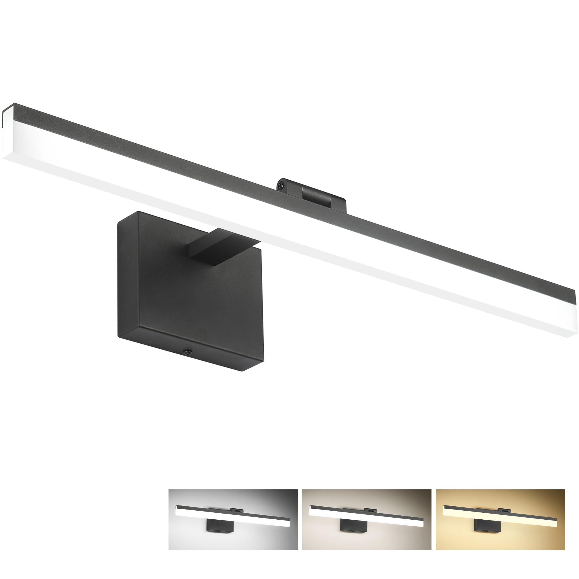 SOLFART LED Vanity Light - 3 Color Temperature Dimmable, 23.6 inch, Black, Aluminum & Acrylic