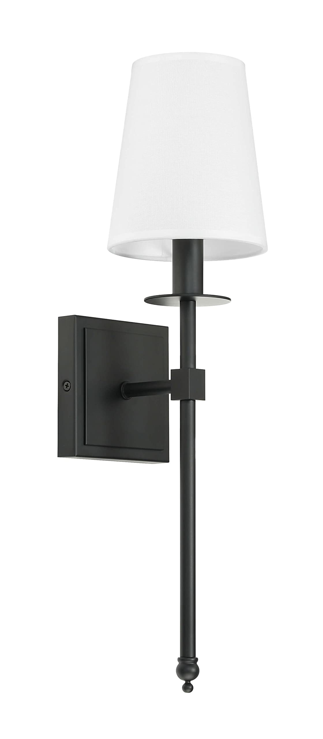 Xinbei Lighting Black Wall Sconces Set Of 2, Classic Sconces Wall Lighting With Flared White Fabric Shade 1 Light Wall Lamps For