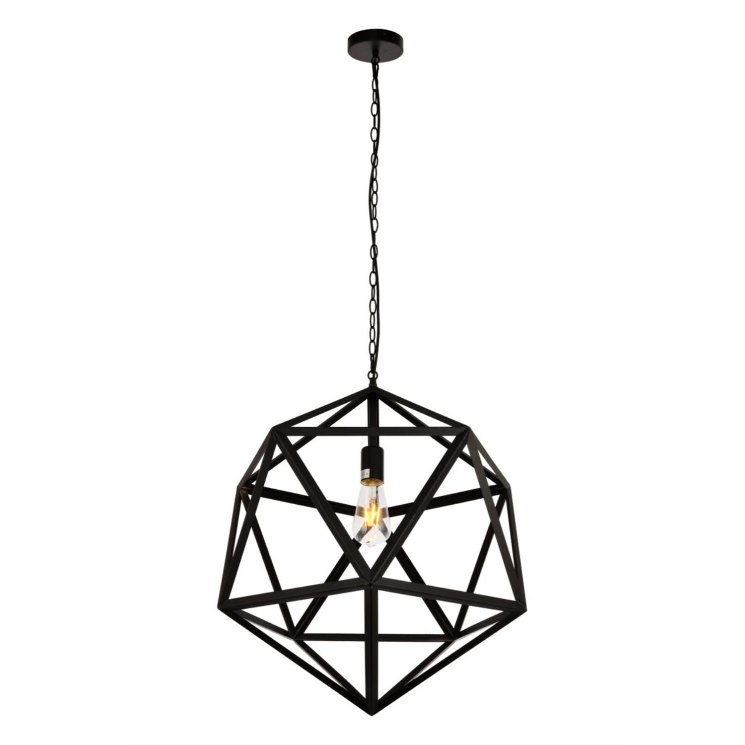 Elegant Lighting Living District Redmond Collection Pendant D19.7 H22.6 Lt:1 Black Finish