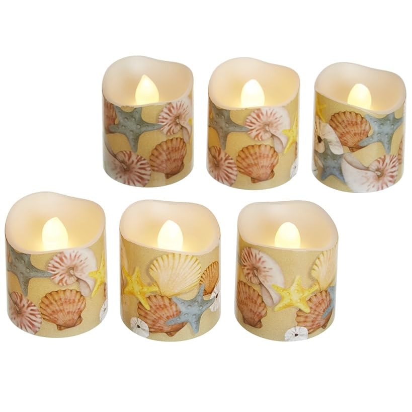 Set of 6 Themed Tealight Candles - Coastal