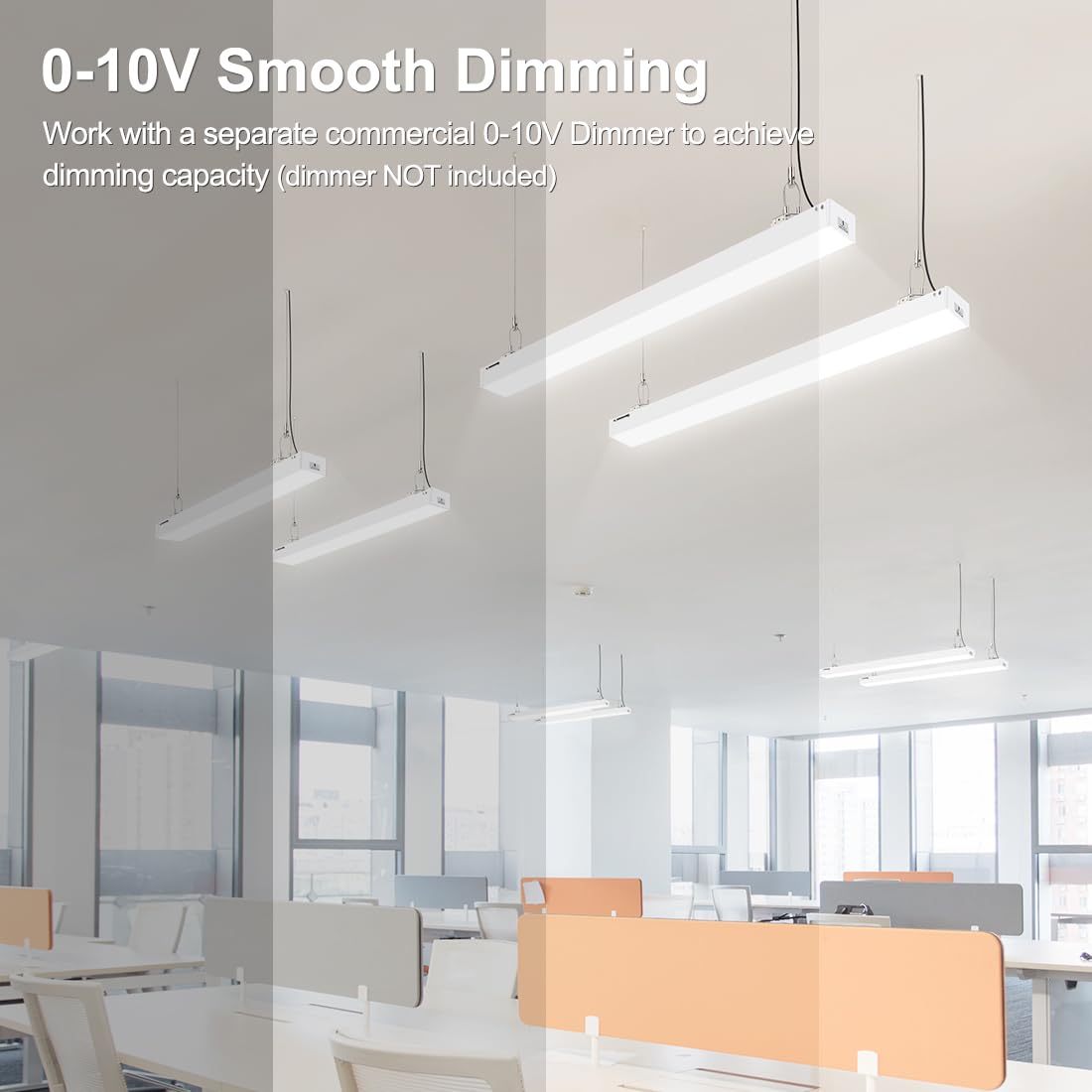 Dakason 4Ft Linkable Led Linear Light  50W/40W/30W  3/4/5000K Cct Selectable  Commercial Linear Lighting Fixture For Office  Workshop  Dimmable Suspended/Flush Mount Ceiling Light  White 4 Pack