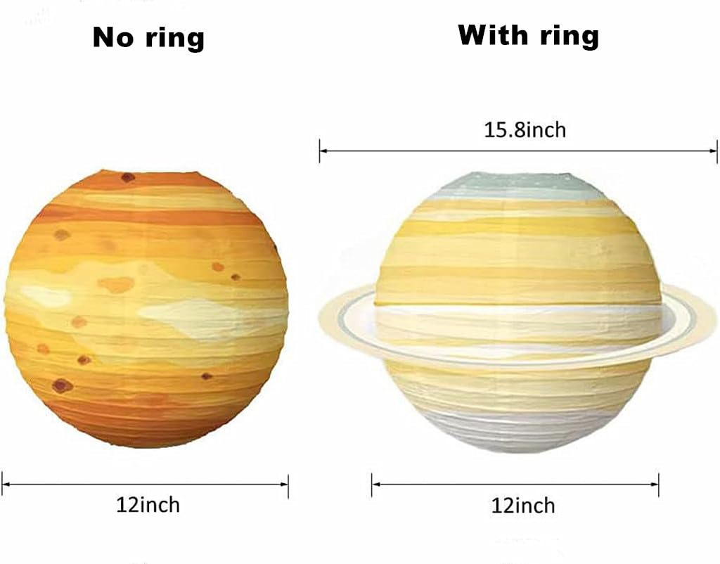 Kinteshun Folding Outer Space Planet Paper Lanterns Reusable Solar System Planets Hanging Lanterns Ornament Lamp Cover For Outer