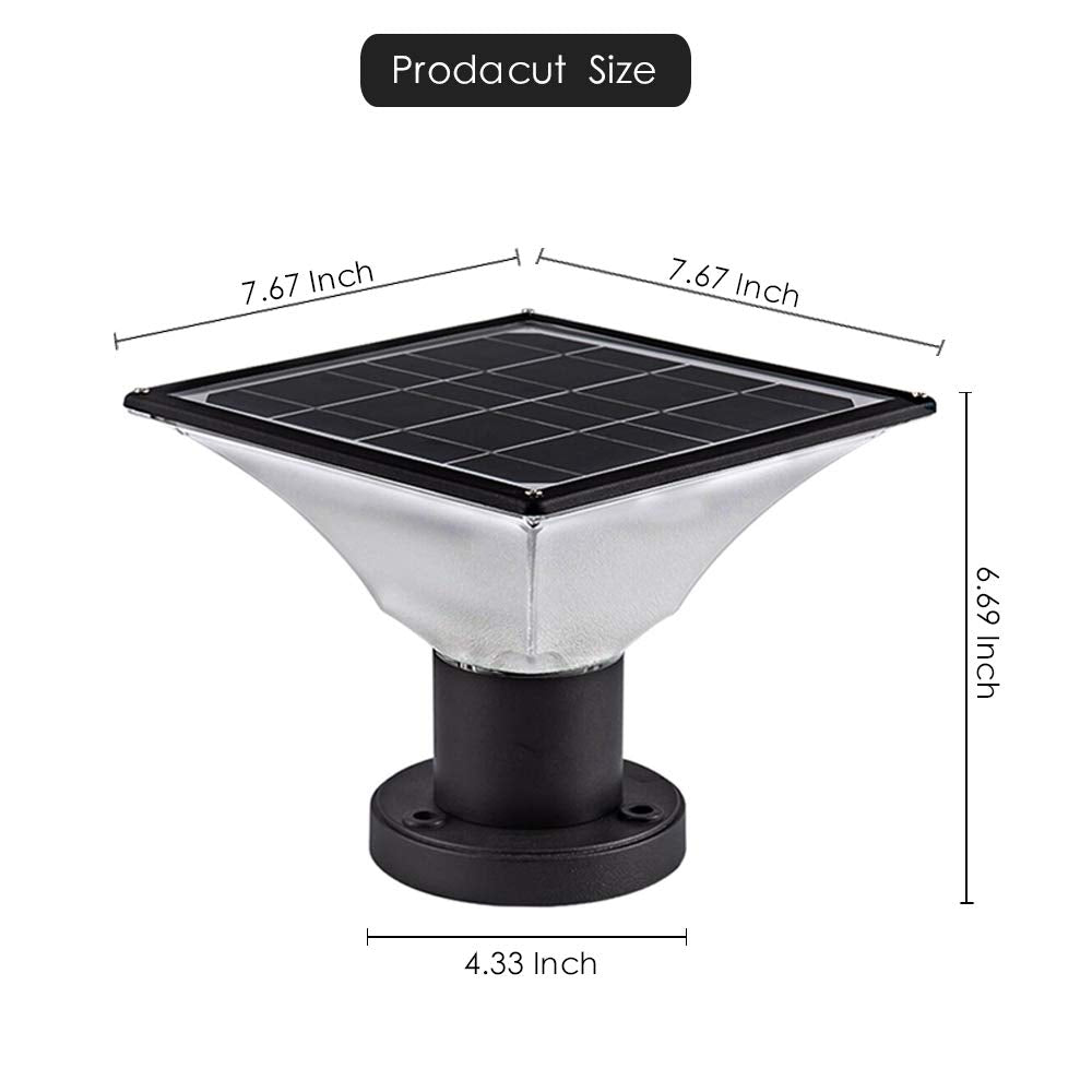 FOOYANCHO Solar Post Cap Lights - Auto On/Off Solar Powered, Fits 4x4 Posts, Black, 1 Pack, Model FOOYANCHO-SPCL-4x4-