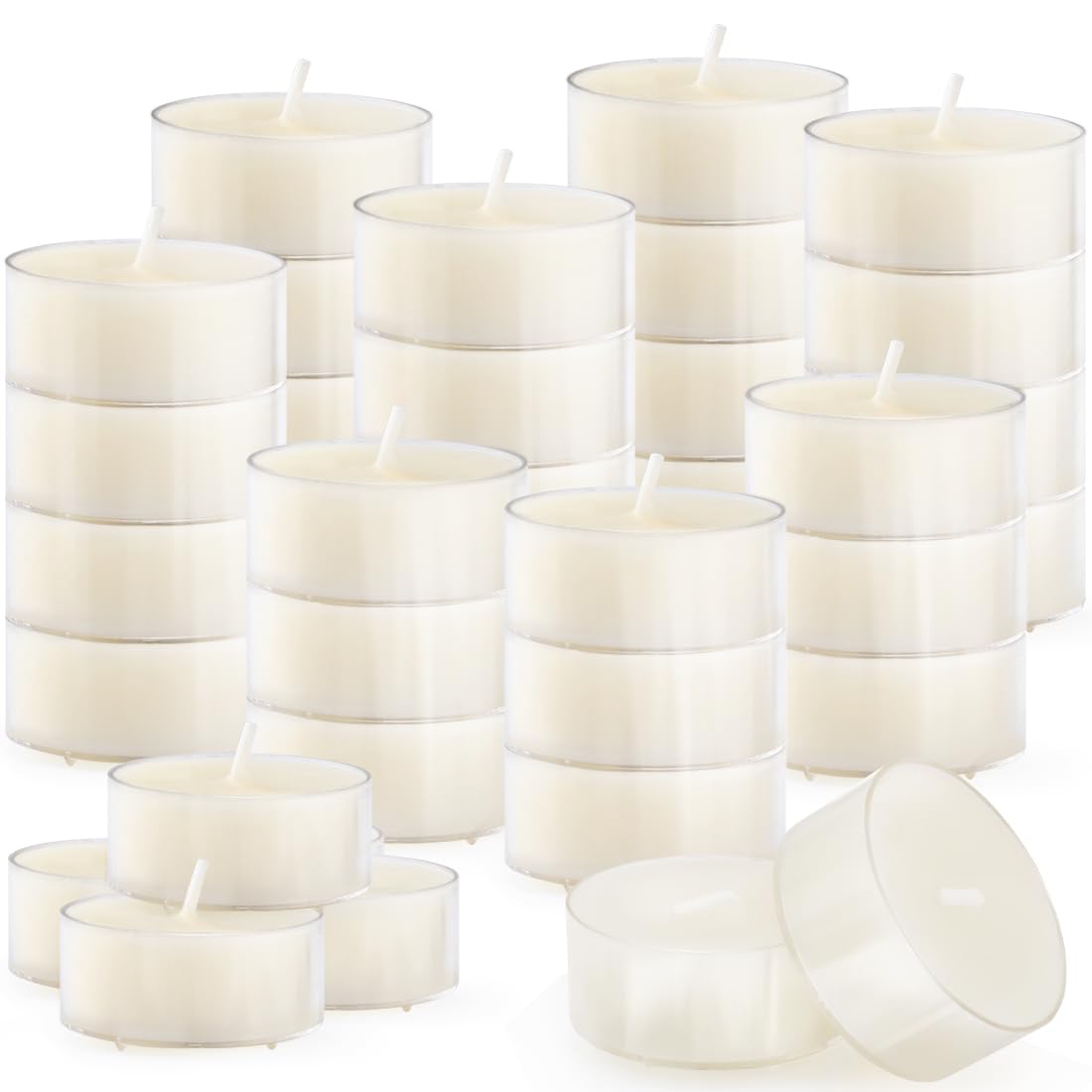 36Pcs Pure Beeswax Tealight Candles, Natural Scent, Clear Cup,White