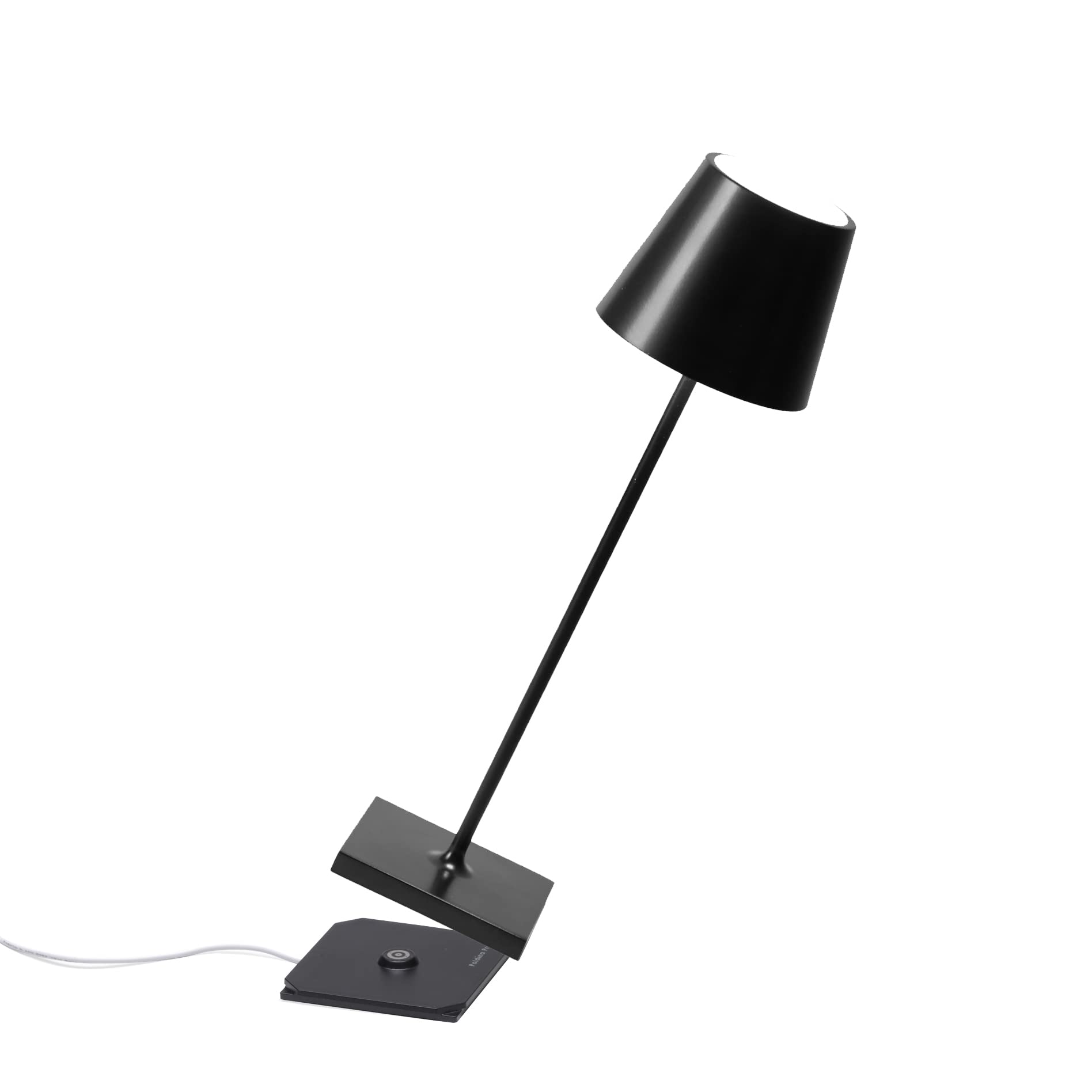 Zafferano Poldina Pro Lamp - Rechargeable Cordless Table Lamp, Touch Control, 14.9in Height, Black, LED, Model LD0340D4