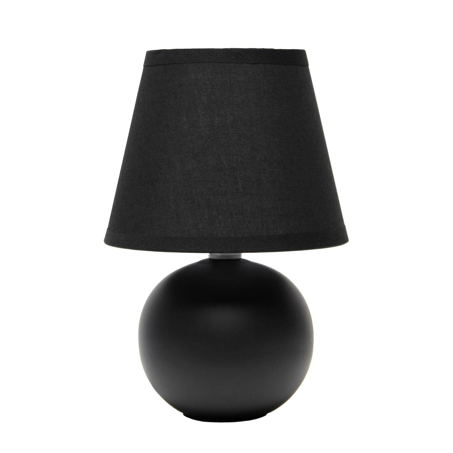 Creekwood Home Black Ceramic 8.66" Traditional Petite Table Lamp With Drum Shade