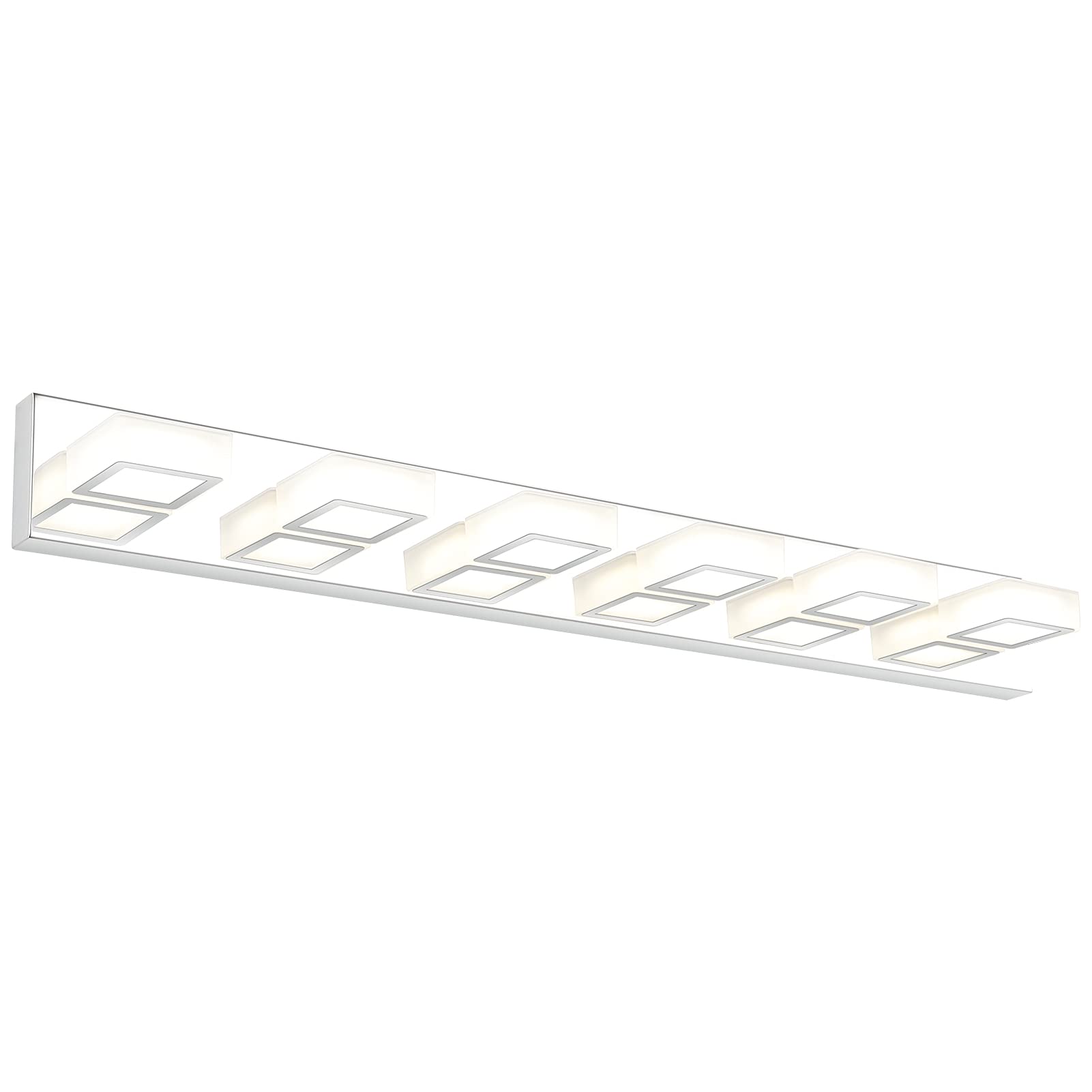 Ralbay Led Modern Chrome Vanity Lights 6 Lights Stainless Steel Acrylic Modern Led Bathroom Vanity Lights Over Mirror (4500K Neu