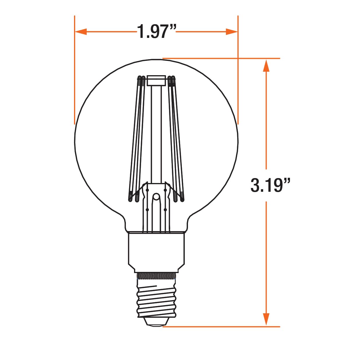 LEDVANCE Sylvania G16.5 Clear Globe LED Bulb, Dimmable, 3.5W, Soft White 2700K, Candelabra Base, 2 Pack -