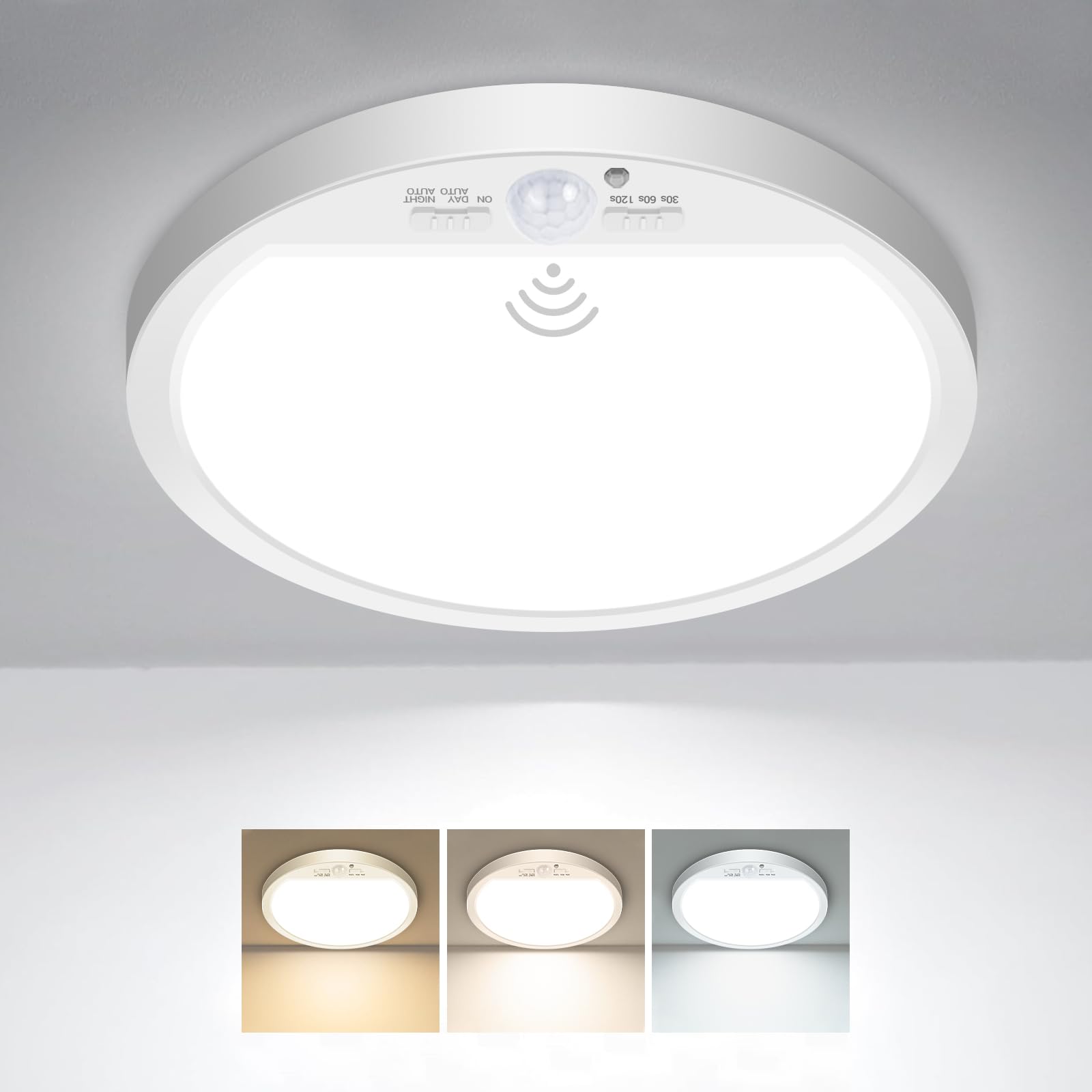 Slochi Motion Sensor Light Indoor Wired, 8.7 Inch 3000K/4000K/6500K Closet Lights Motion Sensored, 18W 1800Lm Flush Mount Ceilin