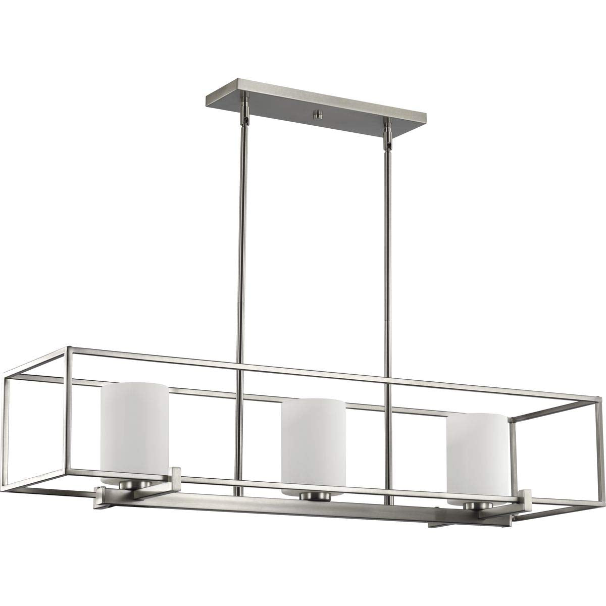 Progress Lighting Chadwick Collection 3-Light Etched Opal Glass Modern Chandelier Light Brushed Nickel, 8.75X40.00X40.00