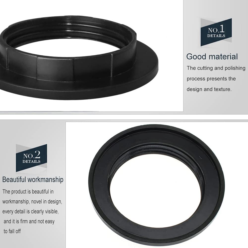Velouer Lamp Shade Rings - Plastic Replacement for Standard Base, 1-1/2 Inches Diameter, Black, 4-Pack