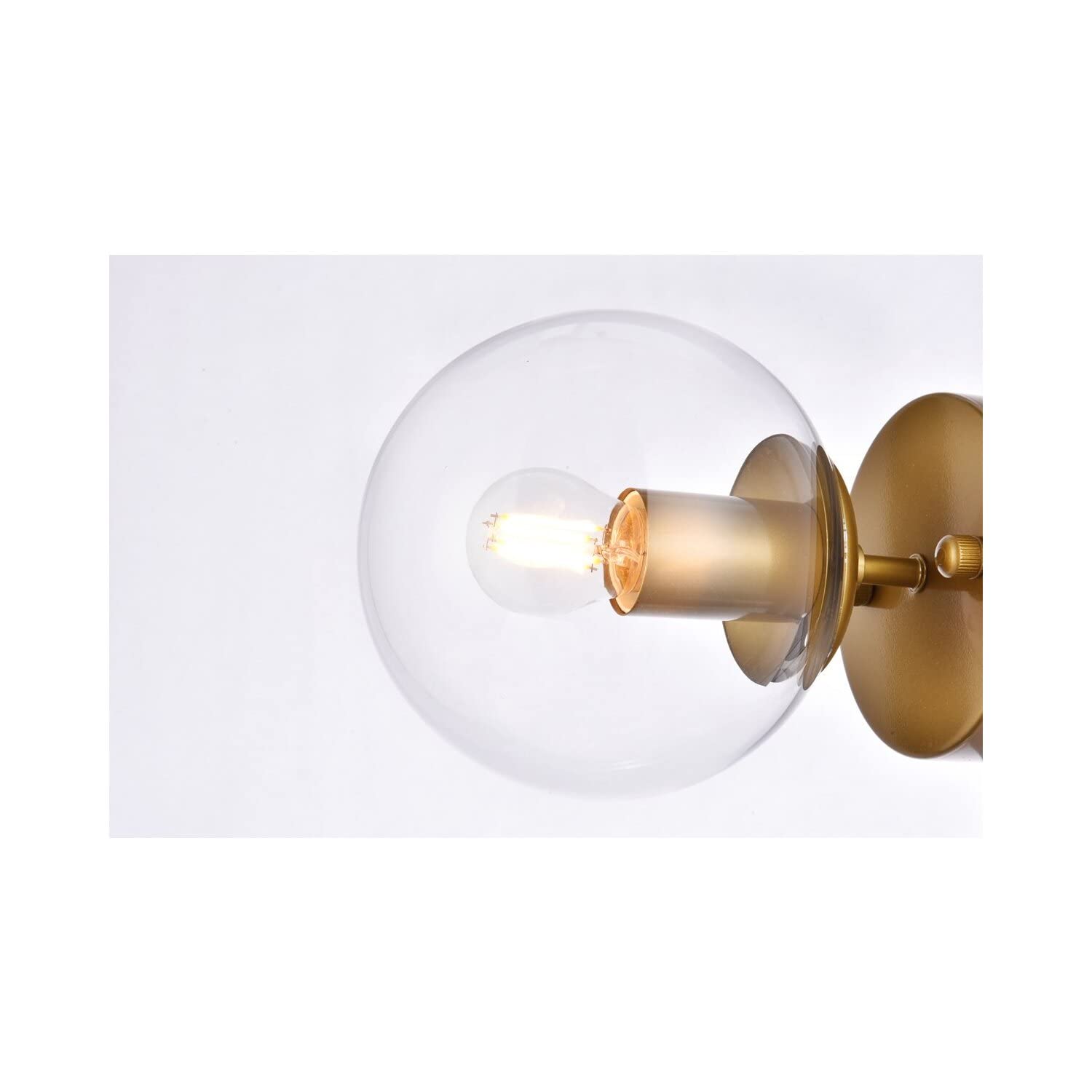 Living District Mimi 1-Light Metal Flush Mount in Brass and Clear