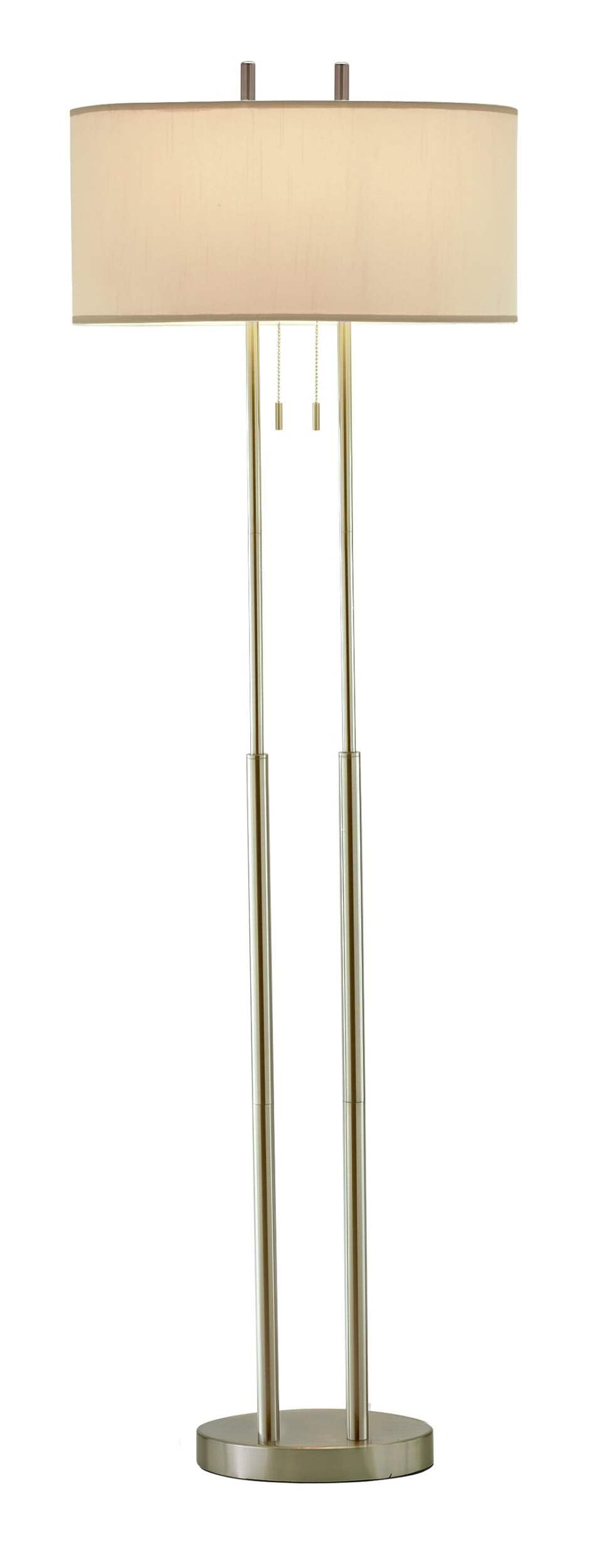 Homeroots Dual Pole Floor Lamp In Brushed Steel Metal