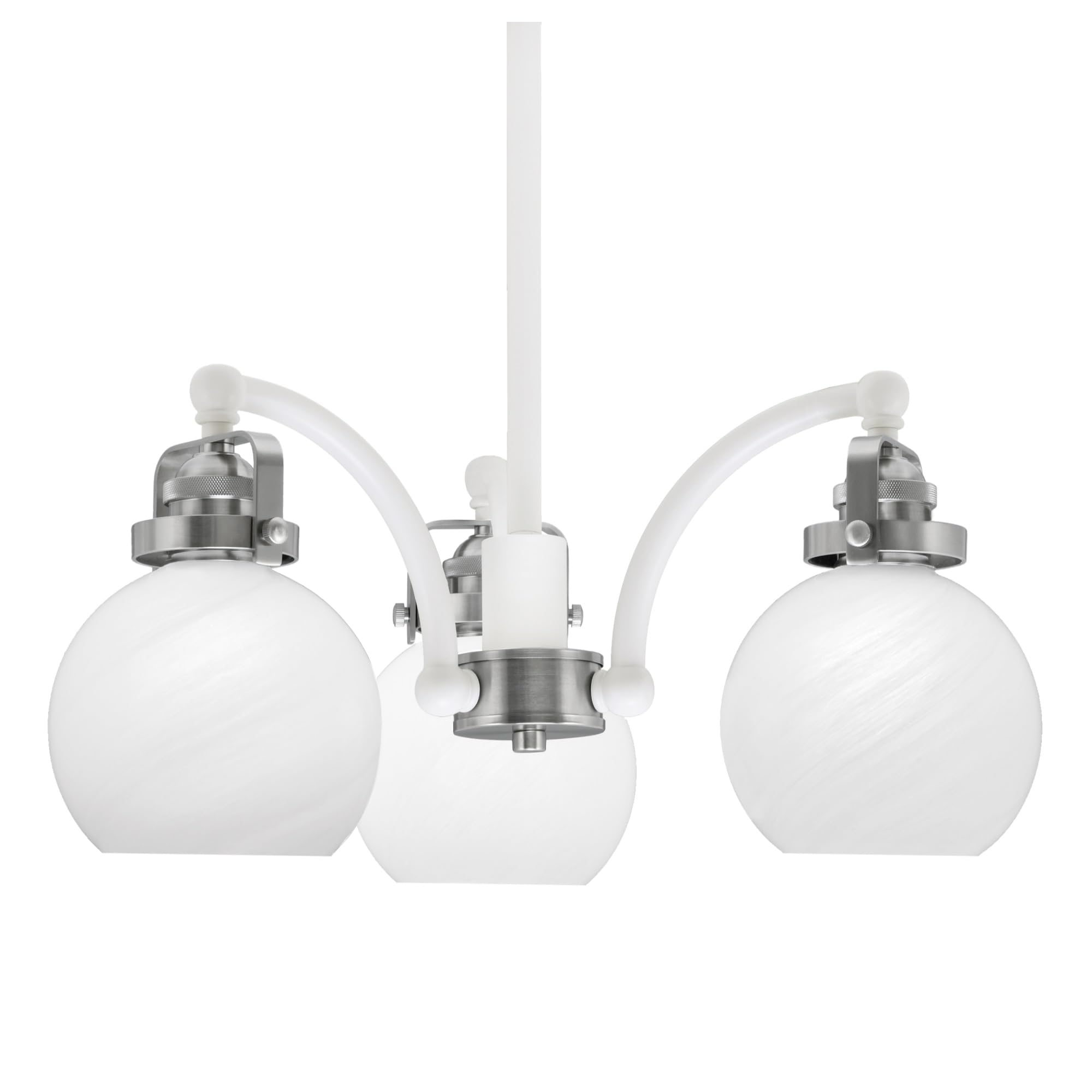 Easton Downlight, 3 Light, Chandelier Shown In White & Brushed Nickel Finish With 5.75&quot; White Marble Glass
