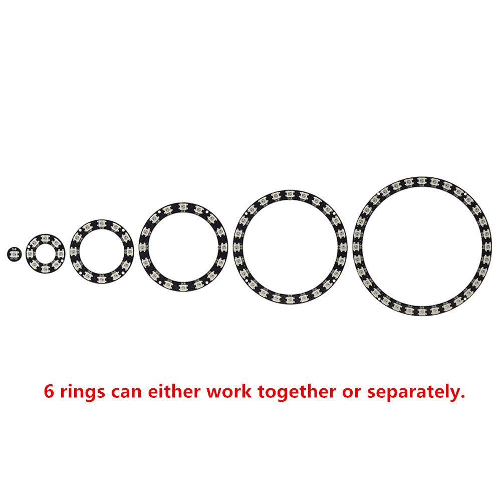 WESIRI WS2812B RGB LED Ring Lamp Light, 93 LEDs, Black, Plastic, Individually Addressable, Mini Controller, DC5V