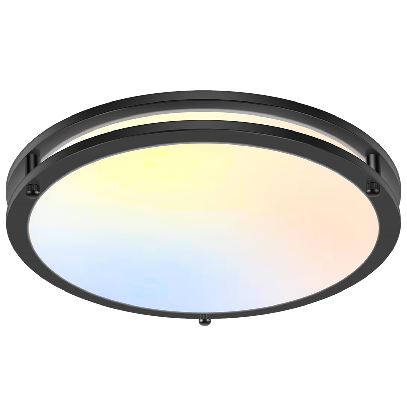 18inch LED Flush Mount Ceiling Light  5600lm Bright Dimmable Black Ceiling Light Fixture  (2700K/3000K/3500K/4000K/5000K Adjustable) Adjusted  Modern Kitchen Lights for Living Room Bedroom  1-Pack