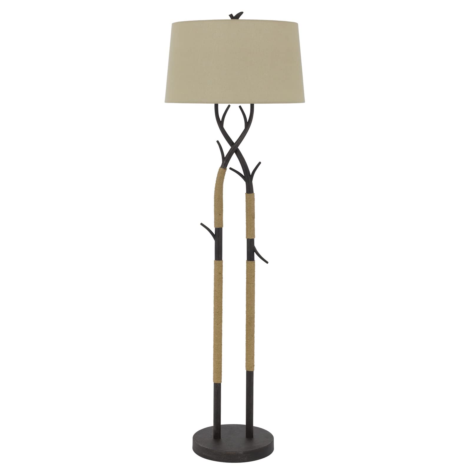 Benzara 60 Inch Metal Floor Lamp, Dimmer, Tree Branch Base, Black, Model BM272216